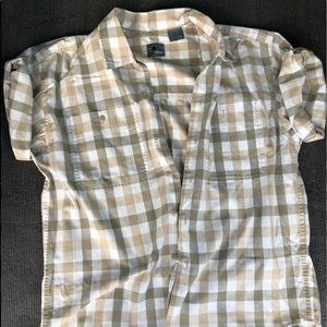 Liz Wear Button Down Shirt. Cream and white